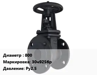 Задвижка чугунная 800 30ч925бр Ру2.5